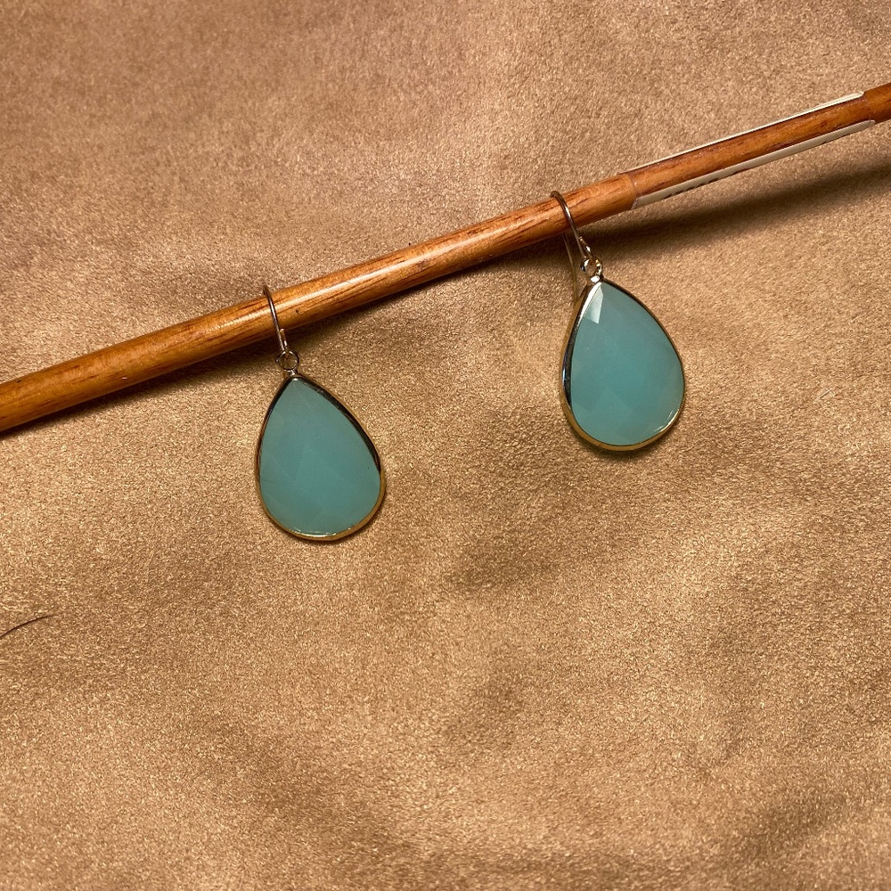 Light aqua and gold earrings